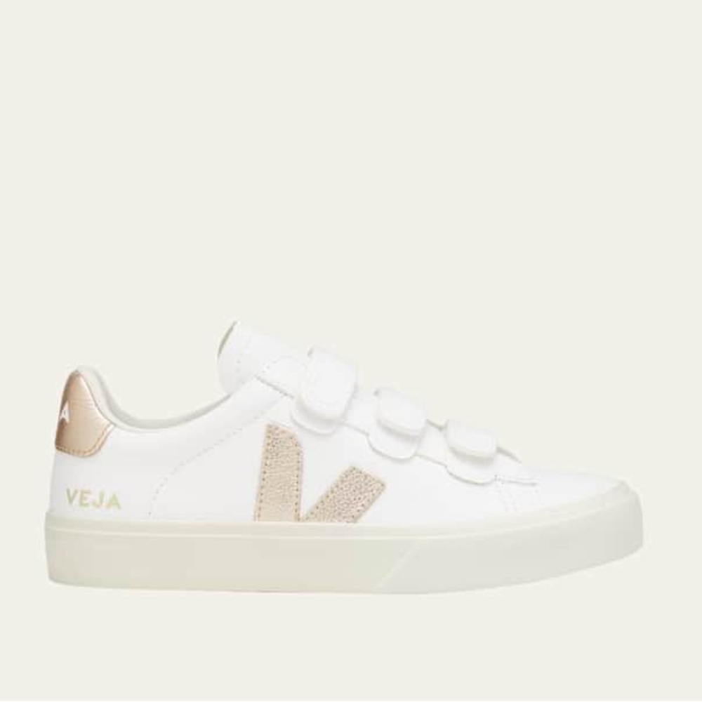 Veja Recife Triple-Grip Bicolor Sneakers White Gold Metallic